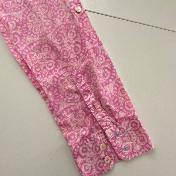 Talbots Pink Floral Patterned Long Sleeve Button Up Shirt Size M - Picture 9 of 15
